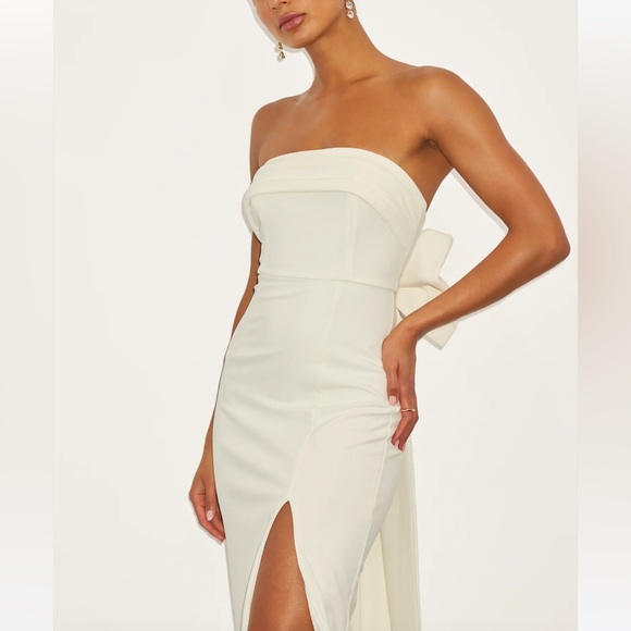 NWT Lulus Fabulous Phenomenon White Strapless Bow Midi Dress - Picture 6 of 6